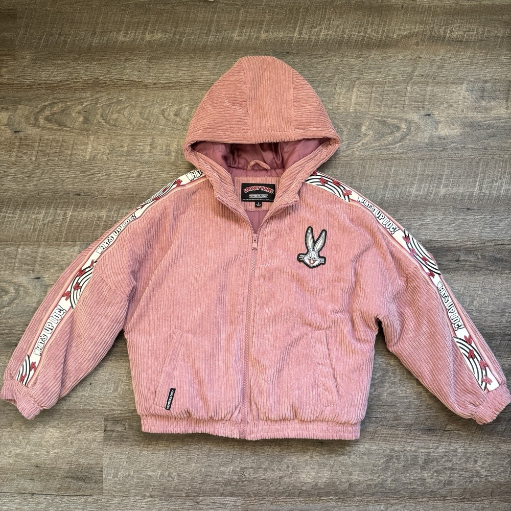 Looney Tunes Members Only Corduroy Bomber Jacket Womans Lola Bunny Pink Sz Small